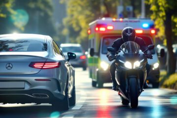 Verkehrsunfall zwischen abbiegendem Pkw und schnellem Motorradfahrer
