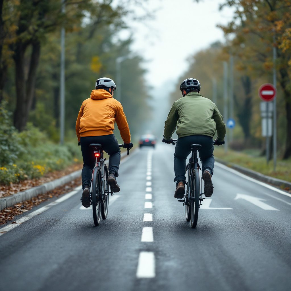 Radfahrer und Pedelec-Fahrer kollidieren auf Radweg, frontal, Entsetzen, Verkehrsunfall, Verkehrssicherheit