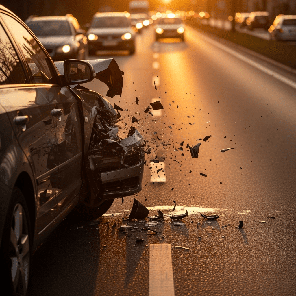 Auffahrunfall im Feierabendverkehr: Auto durch Kollision gestaucht, Trümmer fliegen