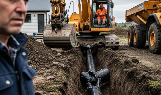 erdwaermekollektor-schaden-baggerarbeiten-baustelle Erdwärmekollektor Schaden: Muss der Verursacher einen neuen Kollektor oder nur die Reparatur zahlen?