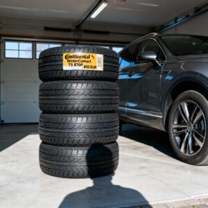 Ein Stapel unmontierter Winterreifen: Ersatzanspruch für nutzlos gewordene Aufwendungen nach wirtschaftlichem Totalschaden.