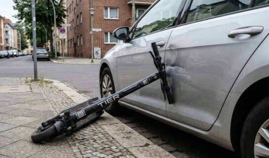 Haftung bei einem E-Scooter-Unfall: Wer zahlt bei Schäden durch umgekippte Roller?