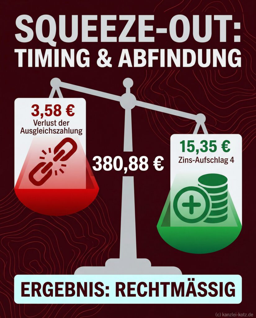 Vergleich von entgangener Ausgleichszahlung und Zins-Aufschlag bei einem Squeeze-out laut Urteil des LG Aachen.